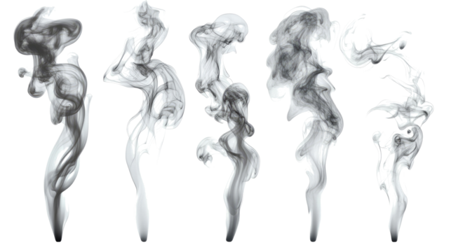Black and White Smoke Patterns on White Background Generative AI