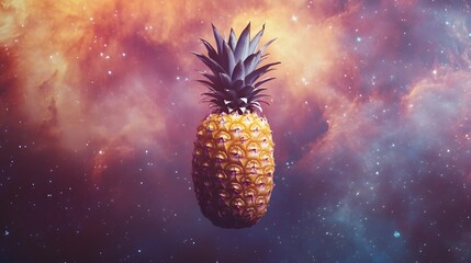 A Pineapple Floating in a Starry Nebula