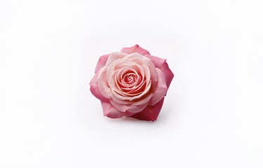 Fototapeta premium A single pink rose with a white background.