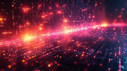 Obraz premium A 3D hitech illustration features a glowing futuristic design, ideal as a digital background that merges abstract elements and communication networks.