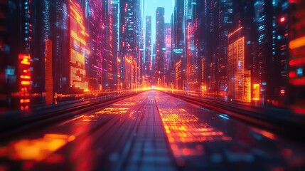 A 3D hologram concept displays financial data, including graphs, charts, and reports, supporting strategic planning, marketing research, and business technology development.