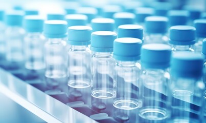 Row of full science laboratory test tubes , laboratory equipment instrument