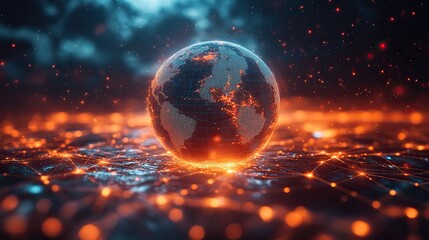 A banner concept depicting global network communication technology, with an abstract connectivity background.