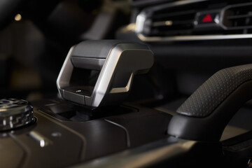 Obraz premium Macro shot of a car gear lever an essential auto part
