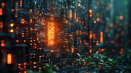Obraz premium A concept depicting AI upgrades in application software and hardware, symbolizing the ongoing evolution of digital technology solutions.