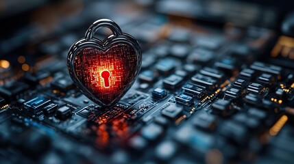 A concept of medical cybersecurity is shown with a life insurance or data safety lock, emphasizing the importance of protecting sensitive health information.