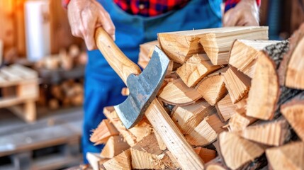 A Person About to Chop Wood with an Axe