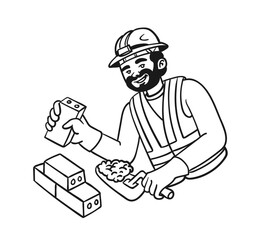 Construction workers character illustrations. People working in building industry.