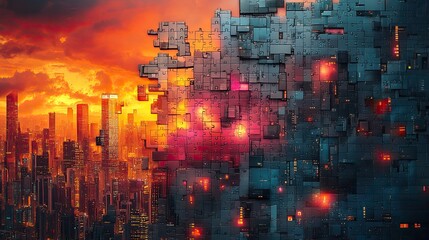 Obraz premium A cybersecurity-themed puzzle visualizes the complex process of achieving maximum protection, emphasizing the importance of comprehensive digital security.