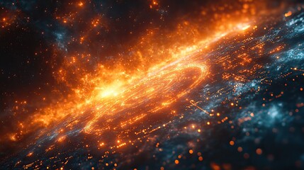 A depiction of glowing new technology elements set against the vast backdrop of deep space.