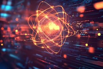 Obraz premium abstract atom with nucleus