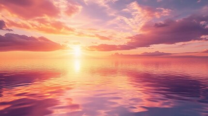 Naklejka premium Serene Sunset Over Tranquil Ocean Waters