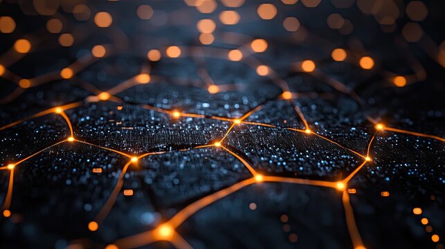 A digital background depicts the network of internet, cloud computing, blockchain technology, and online data.