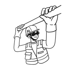 Construction workers character illustrations. People working in building industry.