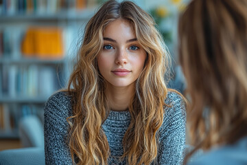 Obraz premium A teacher noticing signs of depression in a student, highlighting the importance of early detection of mental health issues. Concept of early detection in mental health.
