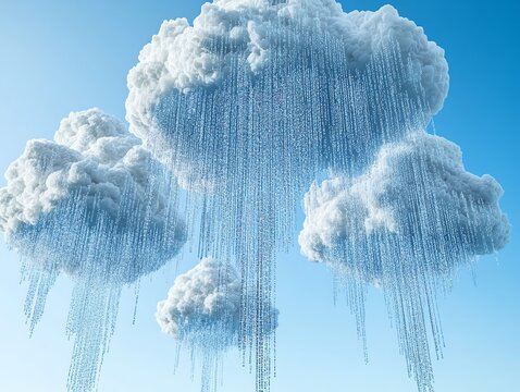 data flow cloud computing storage concept, visual art of data science technology, imaginary data exchange from server, blue background with copy space, for business web banner or poster design