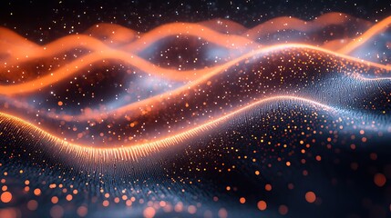 A futuristic background with light waves and motion dots, reflecting advanced digital and AI technologies.