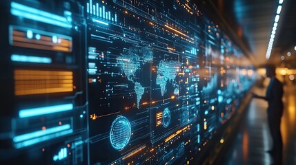 A futuristic concept of medical technology with digital healthcare networks on a modern virtual screen.