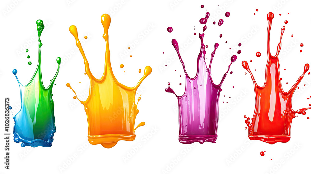 Poster vibrant colorful splashes of paint creating an abstract design generative ai