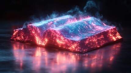 A futuristic low-poly book designed with generative AI elements.