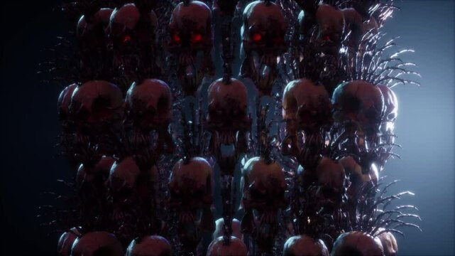 Punk Skeleton VJ Loop &ndash; stylized punk rock skeleton with spiky bones on the head and punkish outfit moving on the beat in seamless loop. Use it in your next VJ thematic sets, metal and gothic festival