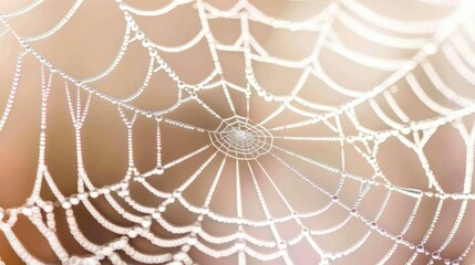 Dew-Covered Spider Web with Radiating Pattern