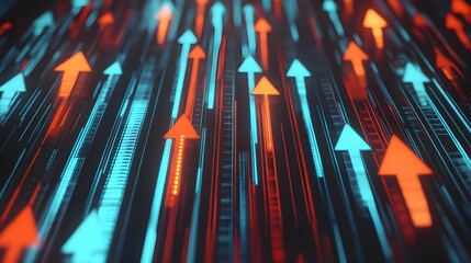 Abstract Design with Upward Arrows and Neon Colors