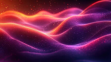Obraz premium A gradient of red and purple wave lines on a dark background, showcasing abstract technology concepts and big data.
