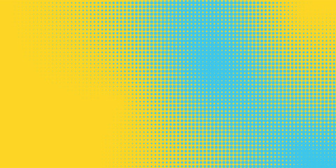 Dots halftone blue yellow color pattern gradient texture with technology digital background. Dots pop art comics with summer background.