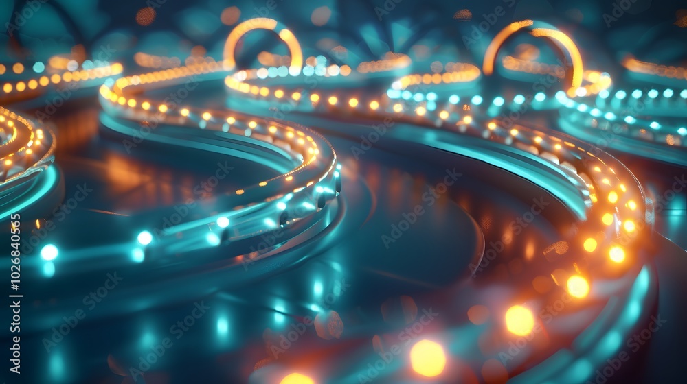 Poster an endless cycle of customer feedback, represented by a glowing loop of ideas and suggestions flowin