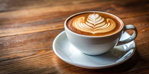 Cup of frothy cappuccino with latte art