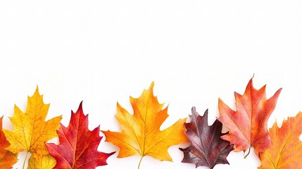 Colorful Autumn Leaves on White Background