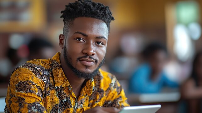 A man demonstrates teaching methods using a tablet computer, highlighting the role of technology in modern education.