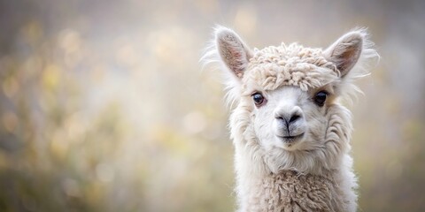 Obraz premium Cute alpaca with fluffy patterns on body in simple textured strokes