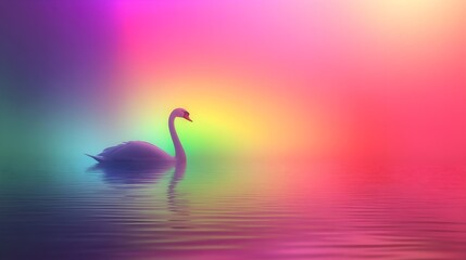 Fototapeta premium Enchanting Swan in Neon Gradient Ambiance