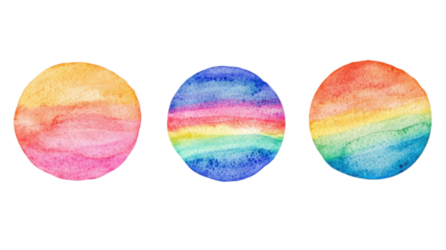 Watercolor Rainbow Circles Showcasing Vibrant Hues and Soft Blends Generative AI - Powered by Adobe