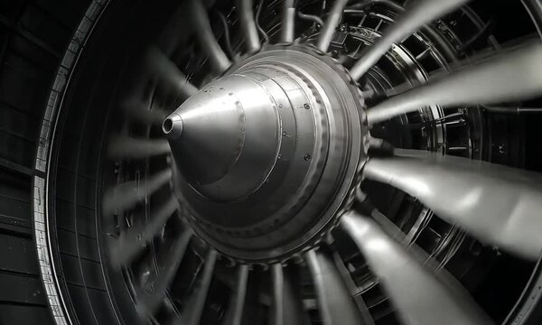 Airplane Engine in Black and White