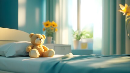 Cozy Teddy Bear in a Bright Room Setting