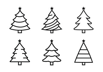 Fototapeta premium Vector Hand Drawn Christmas Trees Icon Set
