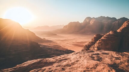 Fototapeta premium Wide Angle Shot of Mountainous Desert Landscape