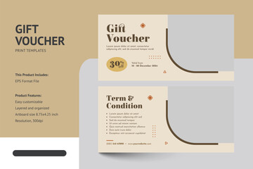 Clean Minimalist Design Food Restaurant Gift Voucher Coupon Template