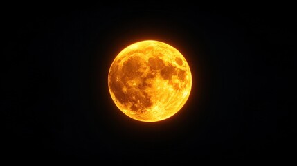 Fototapeta premium Bright orange moon against a deep black sky, celestial beauty captured at night.