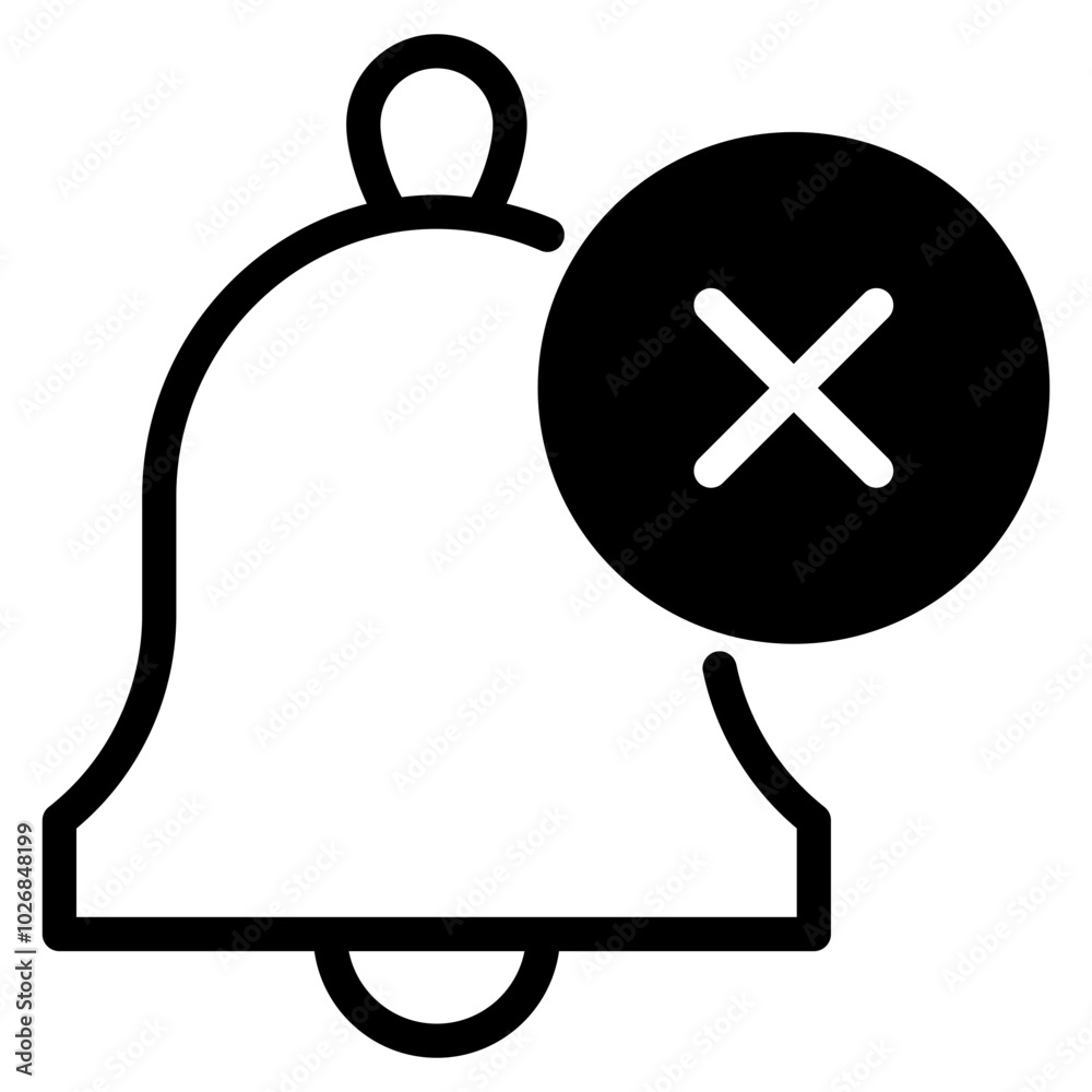 Poster notification bell with cross icon