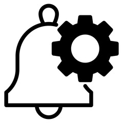 notification management icon, bell with gear icon