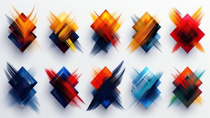 Abstract diamond shapes, vibrant colors, flat design illustration