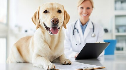 Happy Pet at Vet Clinic for Health Checkup