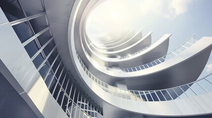 Fototapeta premium Spiral Shaped Building Background - a striking and innovative architectural visual. The spiral design adds a unique and modern touch to the scene.