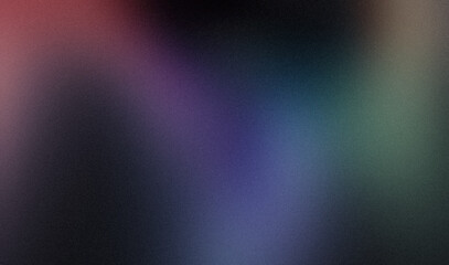 Magenta purple blue green color flow abstract smooth grainy gradient backdrop design, retro summer colours flow on dark with noisy gradient banner or poster.