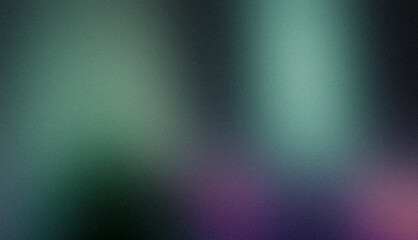 Green purple color flow abstract smooth grainy gradient backdrop design, retro summer colours flow on dark with noisy gradient banner or poster.