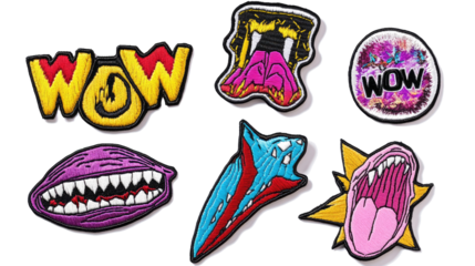 Fun Bold Embroidered Patches With Colorful Designs Generative AI